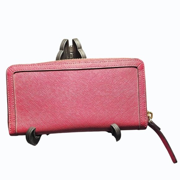 Kate Spade New York Hazel Court Bow Lacey Leather Zip Around Wallet, Merlot EUC - Picture 2 of 15